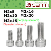Baut Socket M2.5 Cap Head Panjang 5mm 10mm 16mm 20mm 25mm 30mm 35mm 40mm