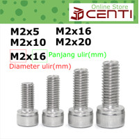 Baut Socket M2 Cap Head Panjang 10mm 5mm 16mm 20mm 25mm 30mm 35mm
